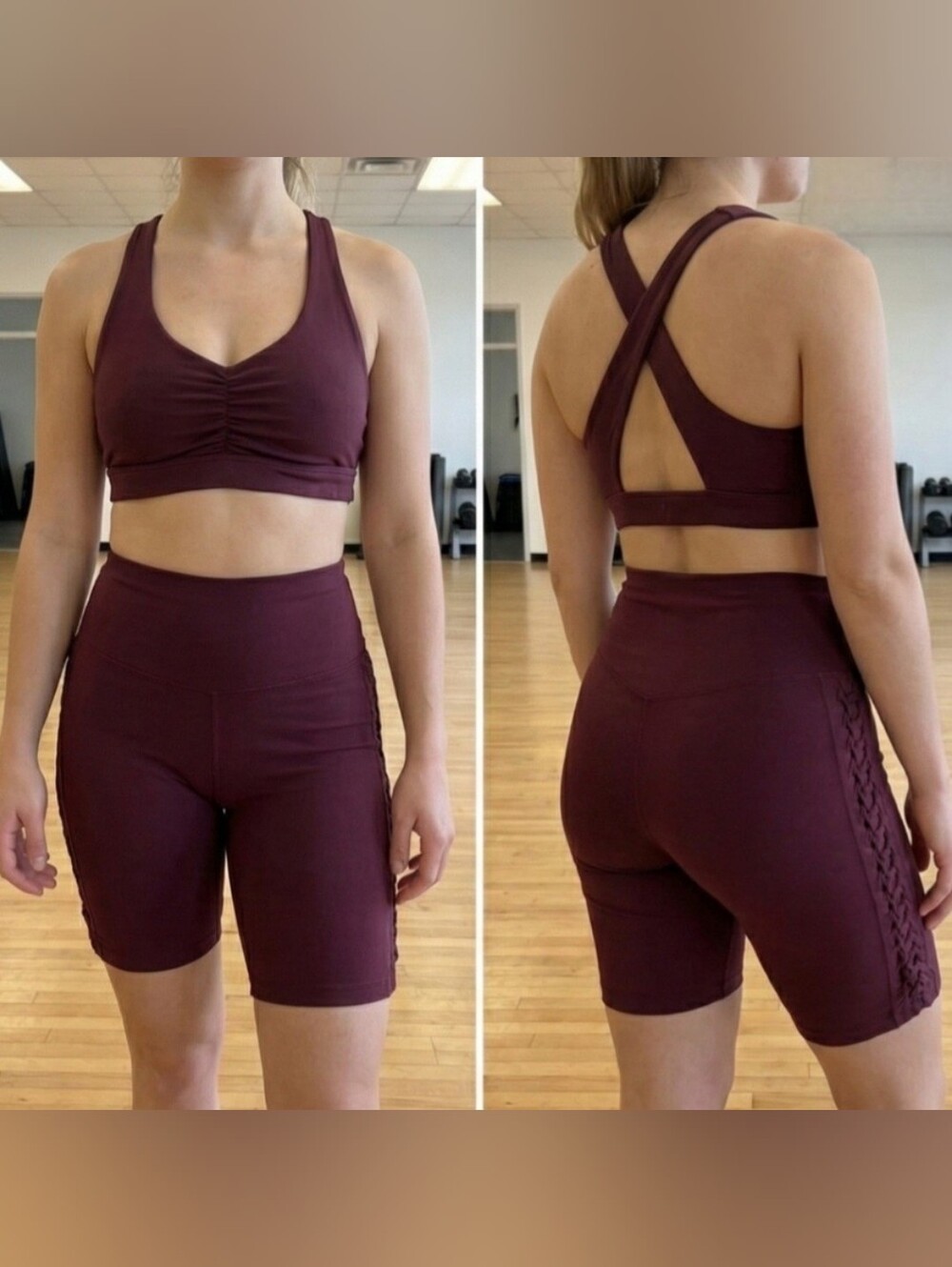 Offline By Aerie Burgundy Matching Set - Size S Top, Size M Shorts